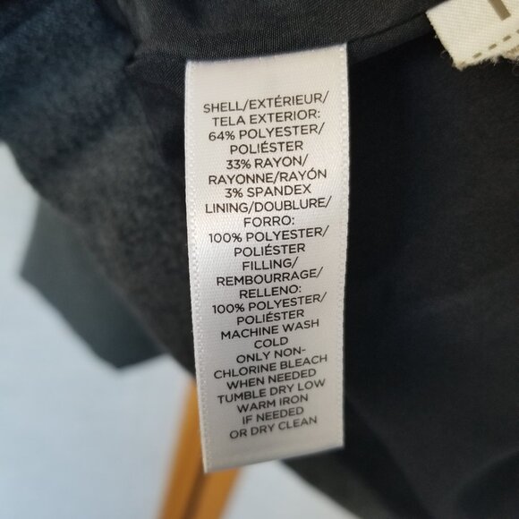 Gray Puffer Winter Coat Size Medium Short Flannel Zip and Snap Cinched Waist - Picture 9 of 12